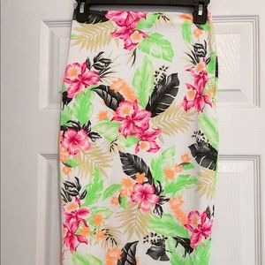 Missguided midi tropical pencil skirt